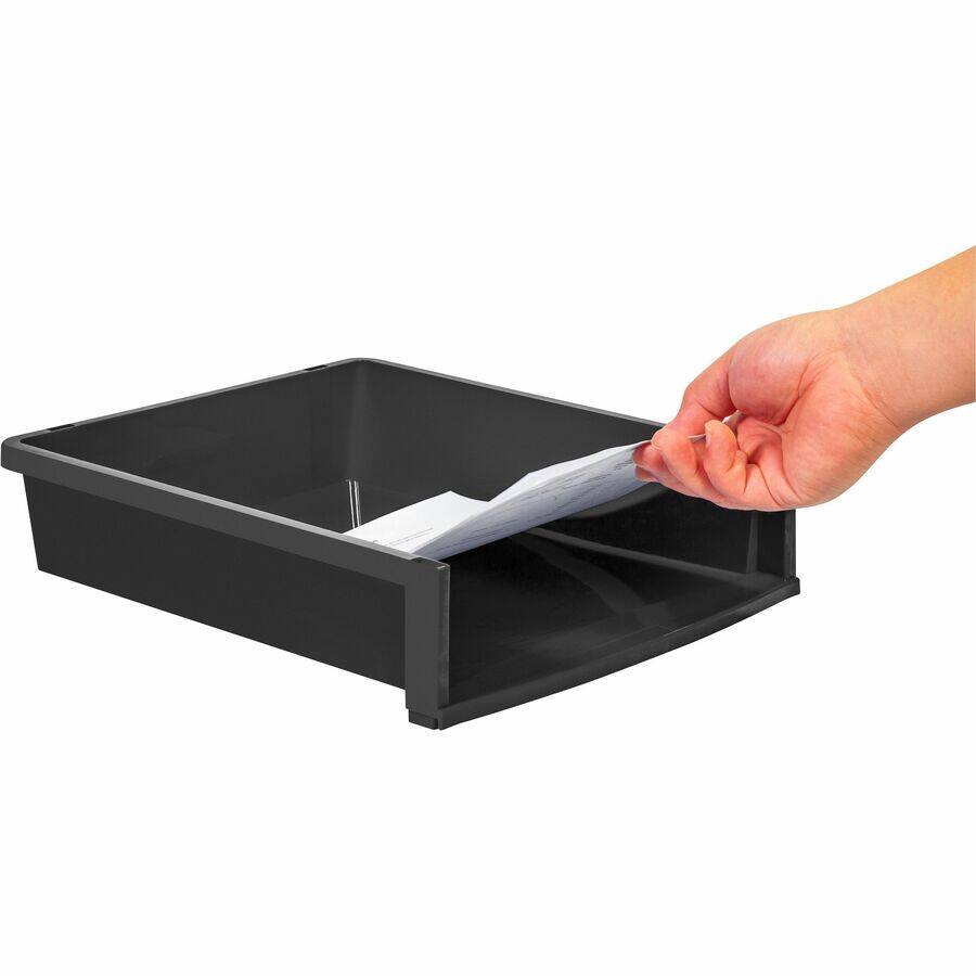 Left. Storex - Storex Quick Stack Construction Paper Sorter 500 x Sheet 3 Compartment 8.40" x 11.25" x 13" Length Black Plastic - Black.