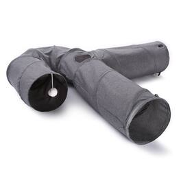 Ownpets - 3 Way Collapsible U-Shaped Cat Tunnel - Gray