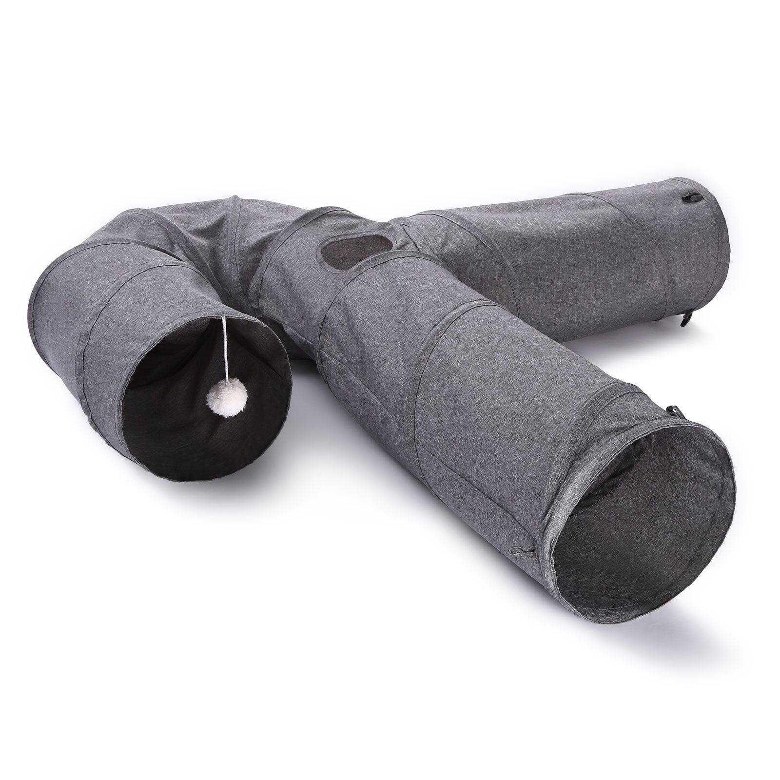 Front. Ownpets - 3 Way Collapsible U-Shaped Cat Tunnel - Grey.