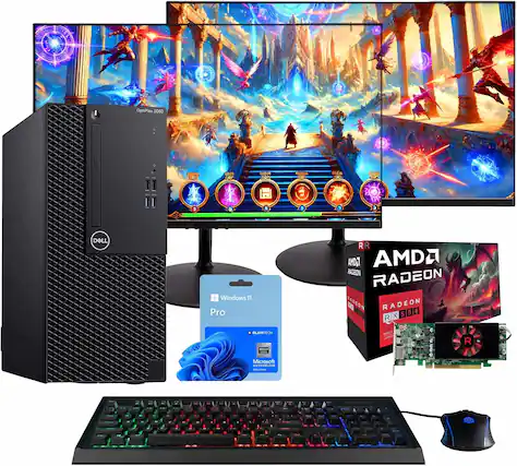 Sure, here is the corrected and grouped text from the image:
- OptiPlex 5060
- Windows 11 Pro
- AMD Radeon RX 550
- Microsoft Authorized
- BLASTECH
- Dell
- AMD Radeon
- RAGEON
- RACEON
- R