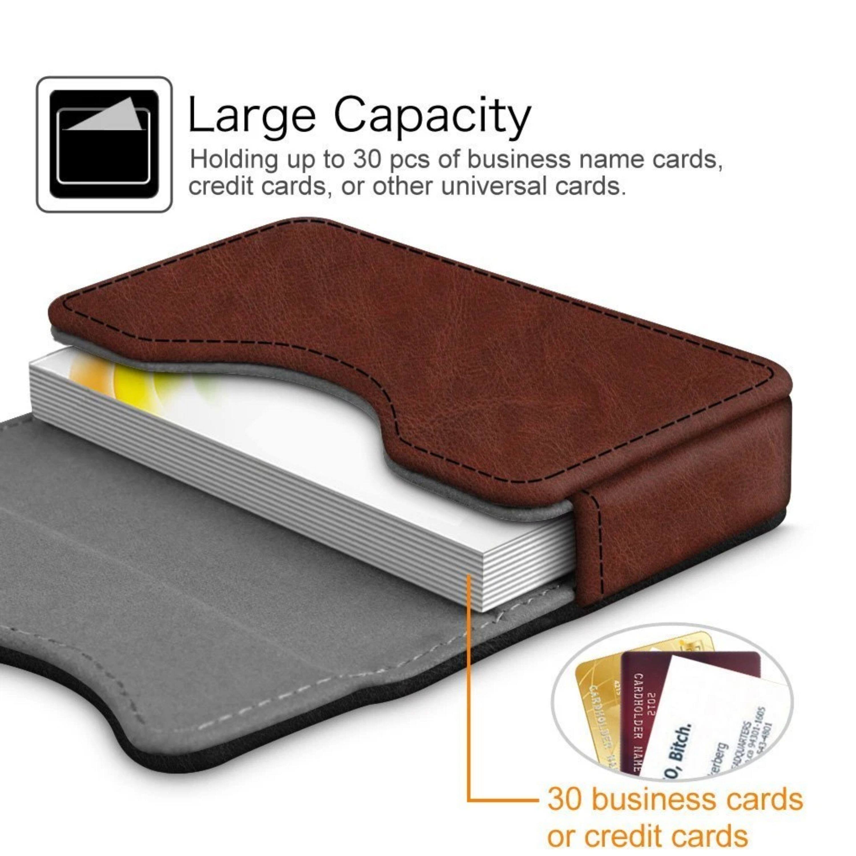 Large Capacity Holding up to 30 pcs of business name cards, credit cards, or other universal cards.  
GARDHO CARDHOLDER SOTS a605 1  
ADQUARTERS 94301 143-4801 142 NARE berberg 3 0  
30 business cards or credit cards