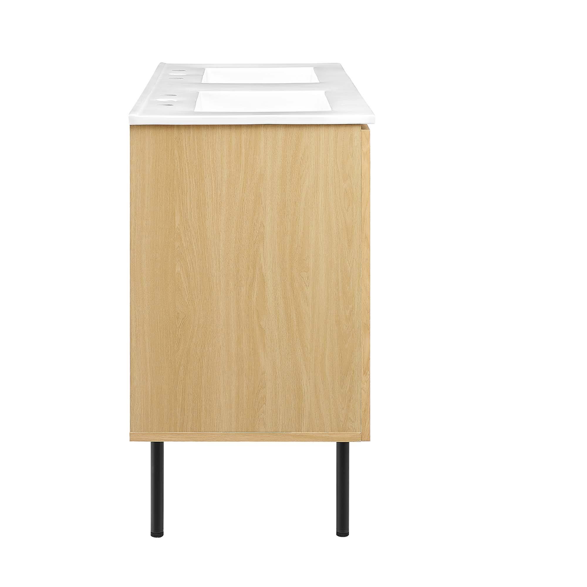 Alt View 4. Modway - Chaucer 48" Bathroom Vanity with White Basin Included by Modway - Oak White.