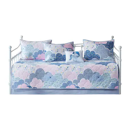 Front. Gracie Mills - Gracie Mills Eowyn 6-Piece Cotton Reversible Daybed Bedding Set - Blue.