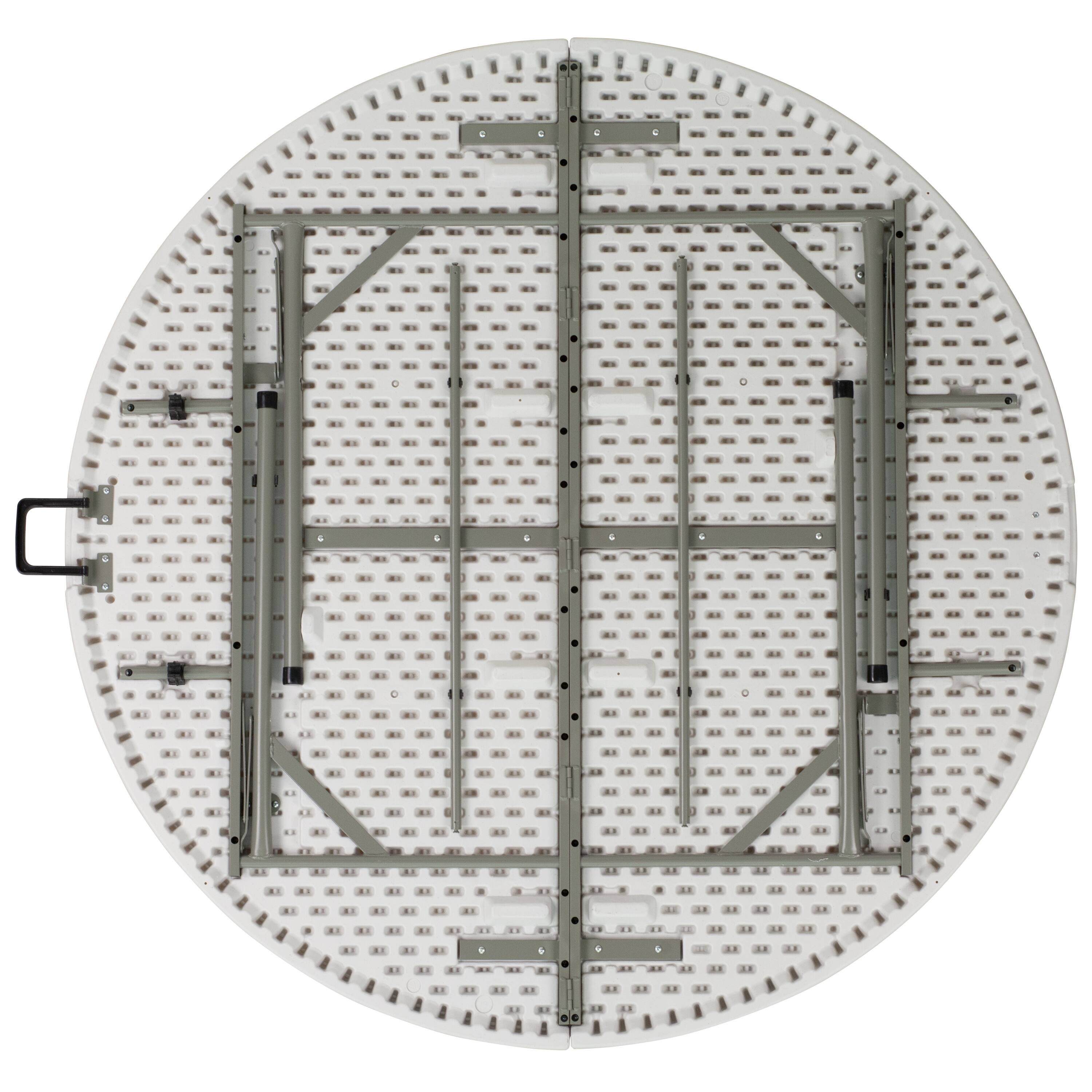 Alt View 5. Emma + Oliver - 5-Foot Round Bi-Fold Plastic Folding Table with Carrying Handle - Granite White.