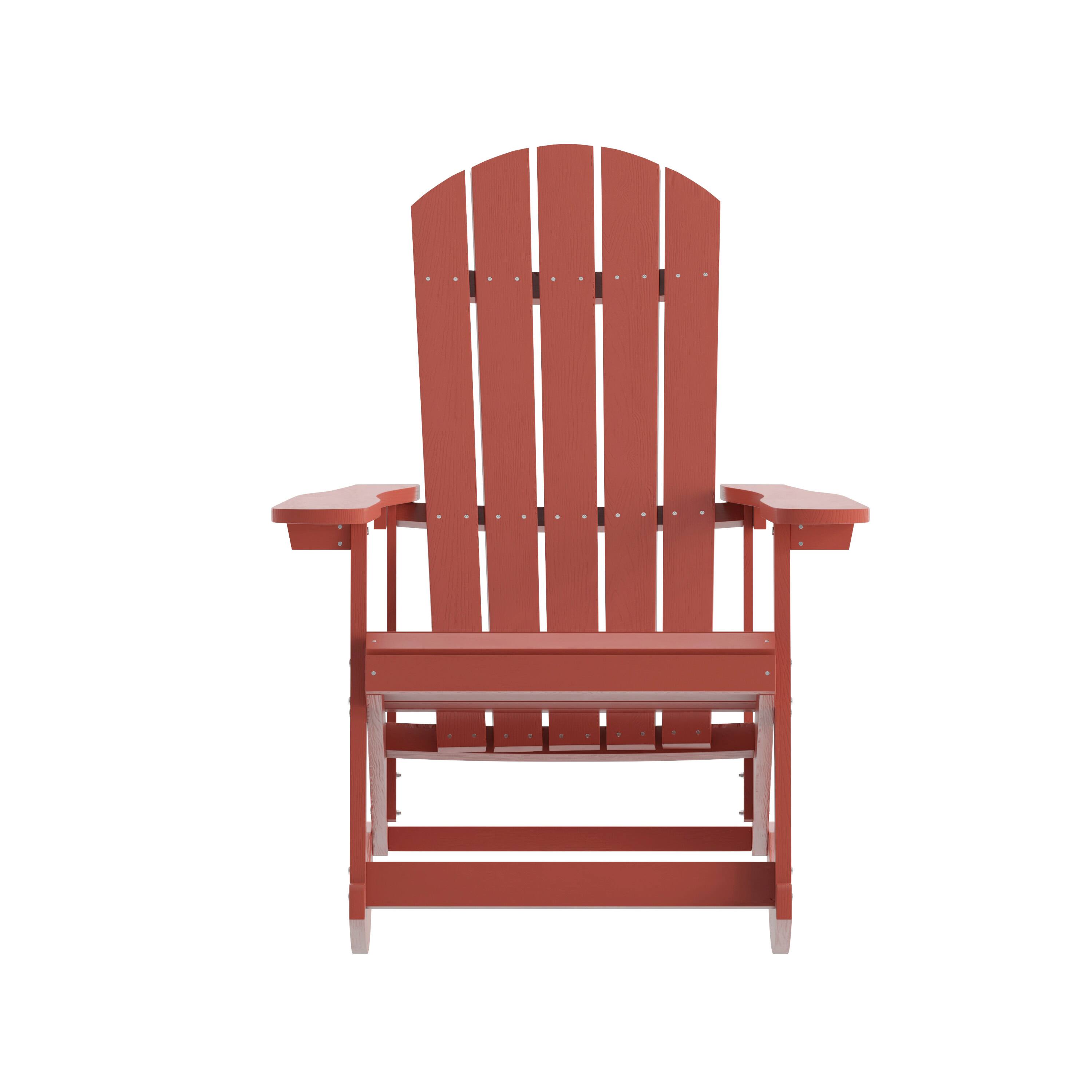 Alt View 9. Emma + Oliver - Classic All-Weather Poly Resin Rocking Adirondack Chair with Stainless Steel Hardware for Year Round Use - Red.