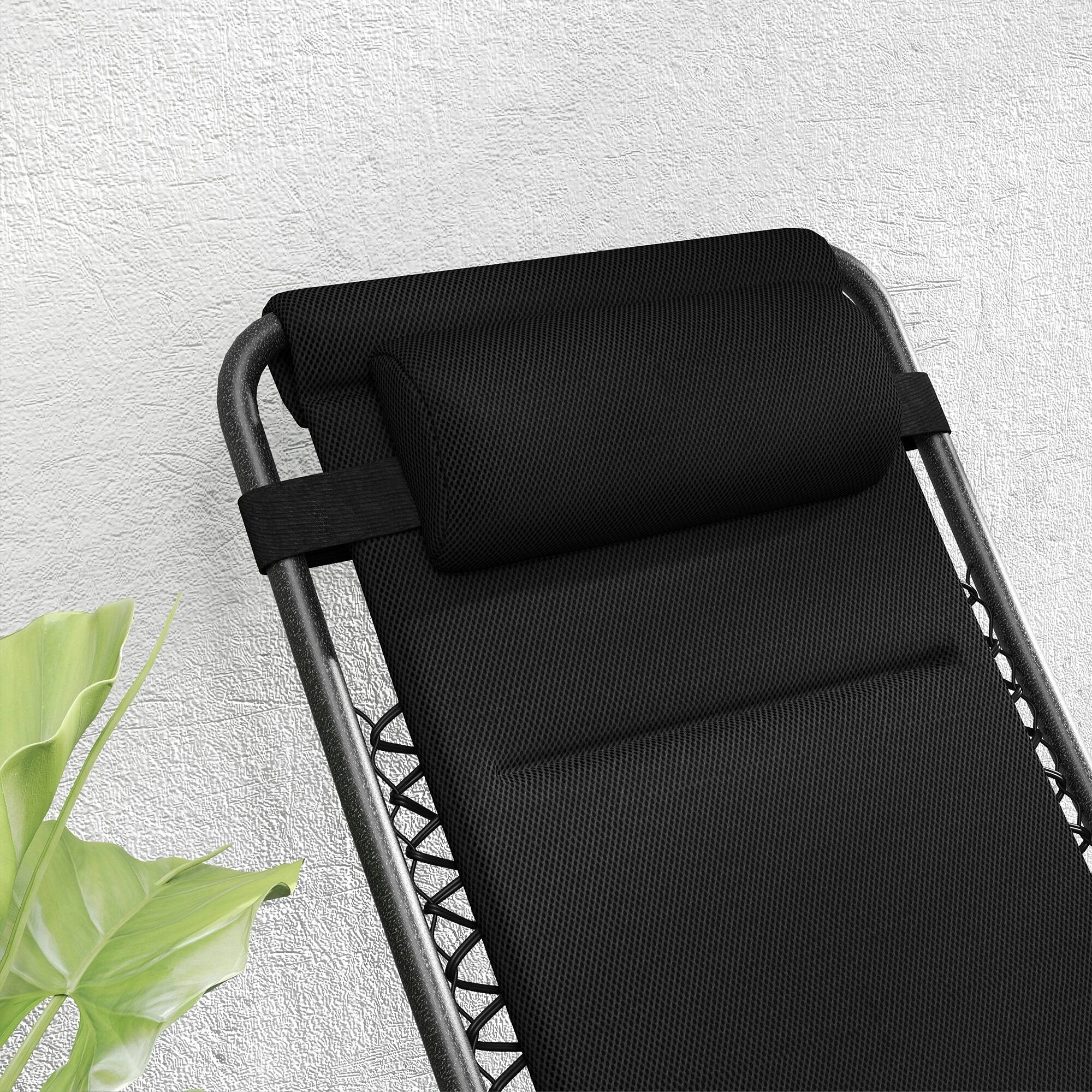 Alt View 7. Outsunny - Zero Gravity Chairs Set of 2, Reclining Folding Zero Gravity Lounge Chair, Outdoor Lounge Chairs with Cushion, Headrest - Black.