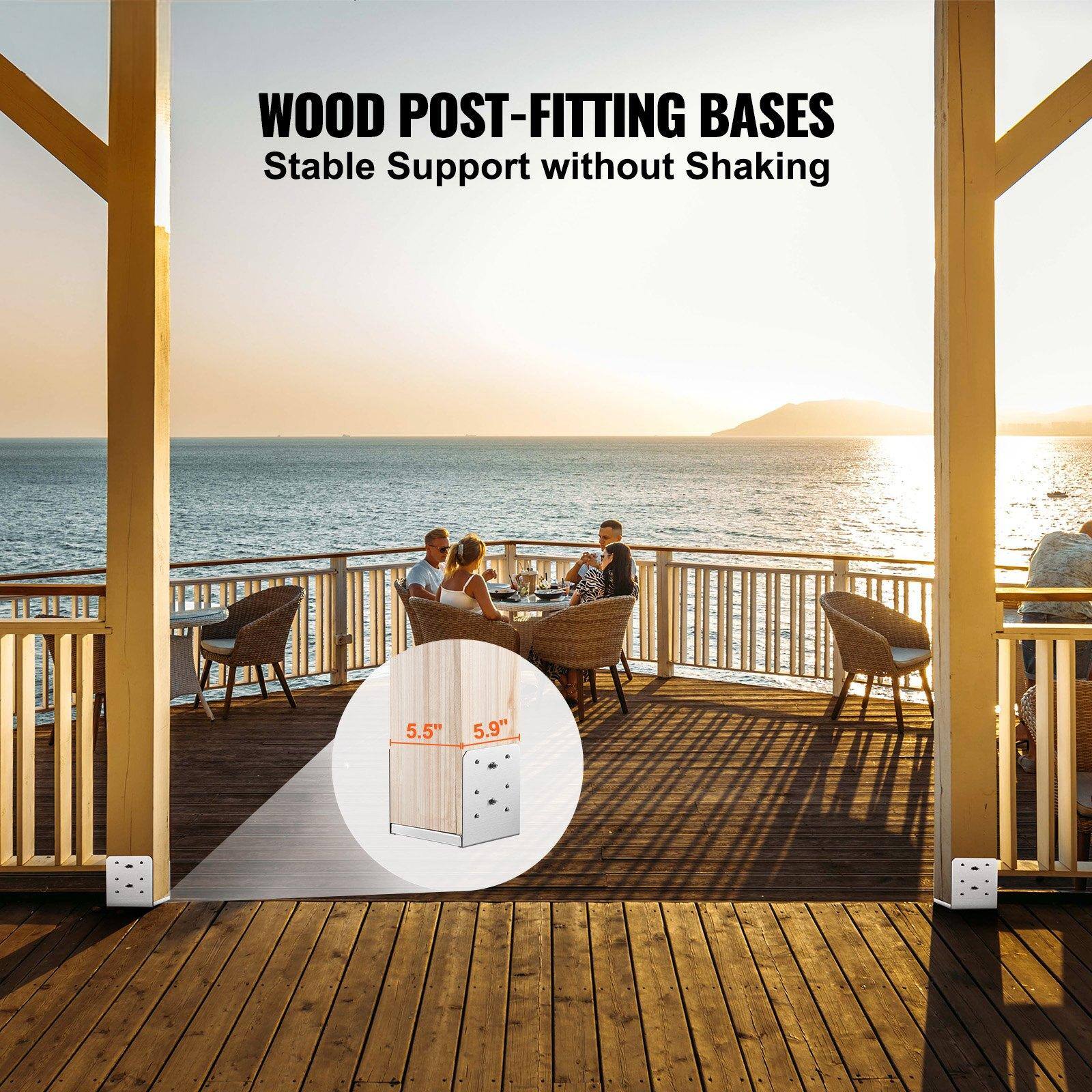 WOOD POST-FITTING BASES  
Stable Support without Shaking  

5.5" 5.9"