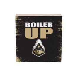 Evergreen Enterprises - Purdue Boilermakers 6" Square Fan Chant Wood Block Shelf Sign - Multicolor