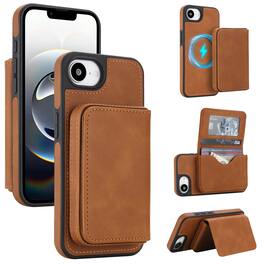 Dteck - for Apple iPhone 17e 16e 2-in-1 Magnetic Detachable Wallet Case,Premium Vintage PU Leather RFID Blocking Folio Cover - Brown