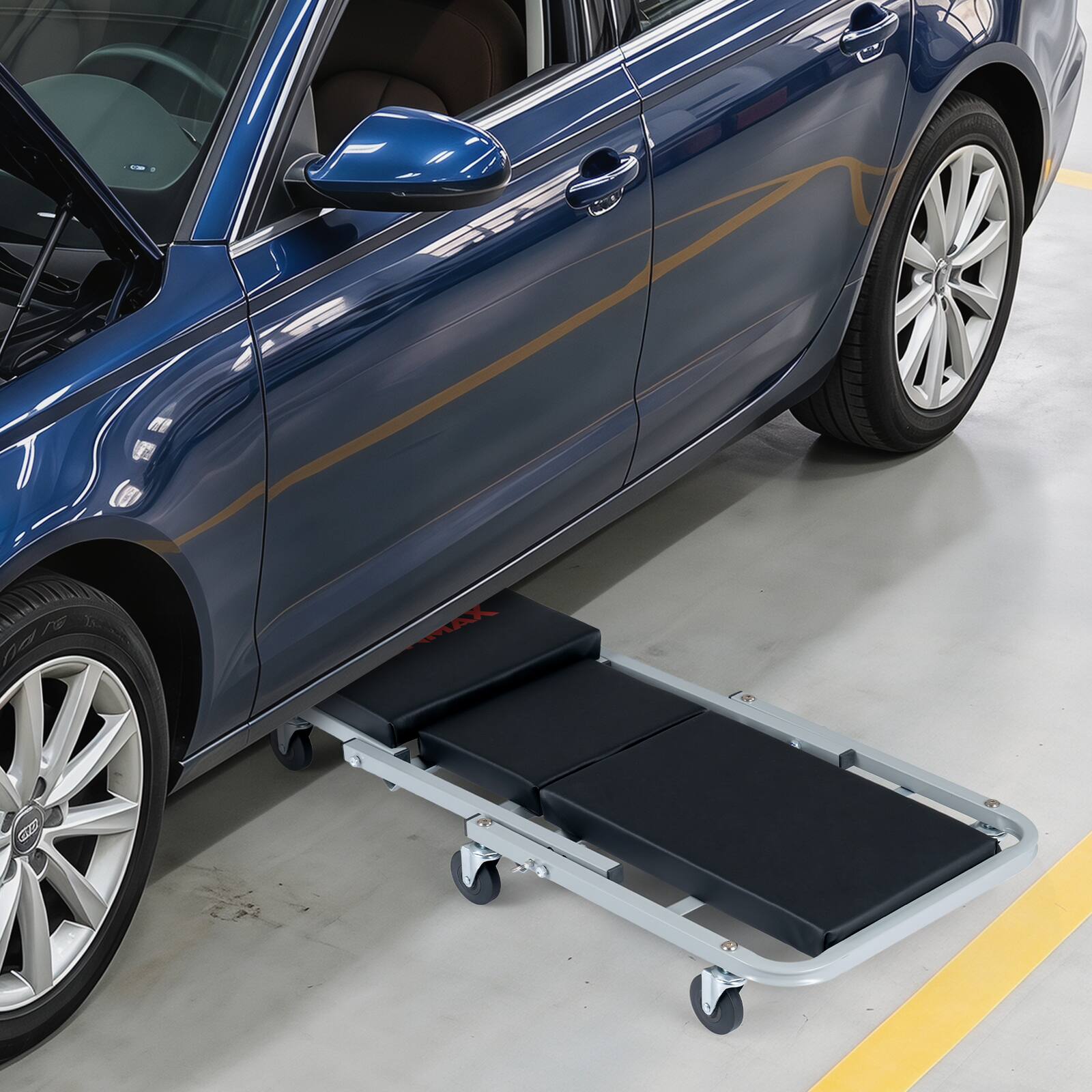 Alt View 1. Costway - Ironmax 36" 2-in-1 Mechanic Creeper & Z-Seat with 6 Swivel Casters, Locking Pin, Thick Pad - Black and Gray.