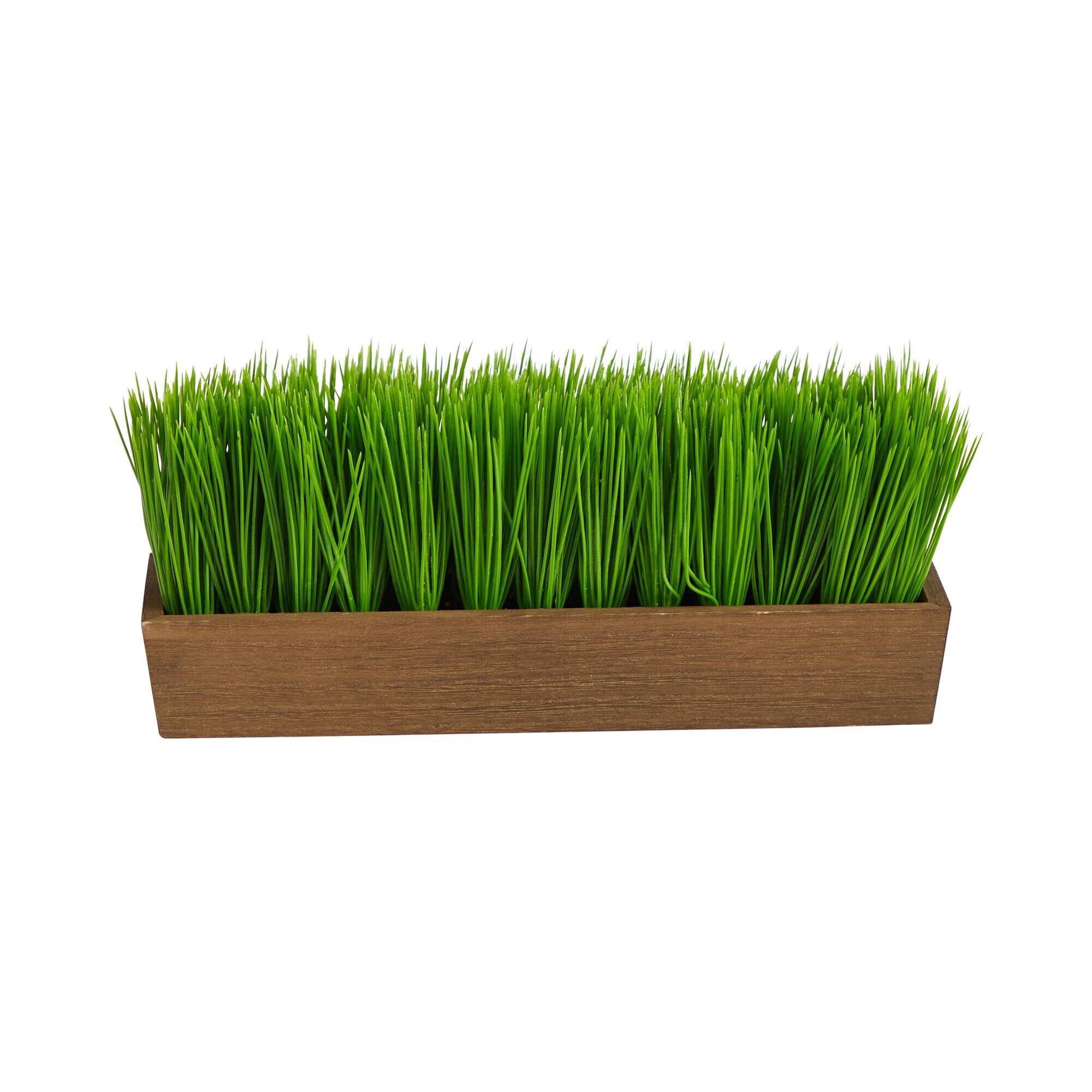 BreeBe - 12" Grass Artificial Plant in Decorative Planter - Green