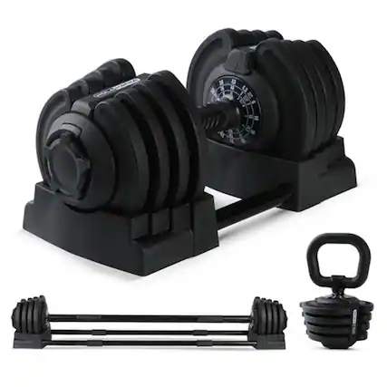 Front. HolaHatha - HolaHatha 3-in-1 Multifunctional Home Gym Workout Dumbbell Set Equipment, Black - Black.