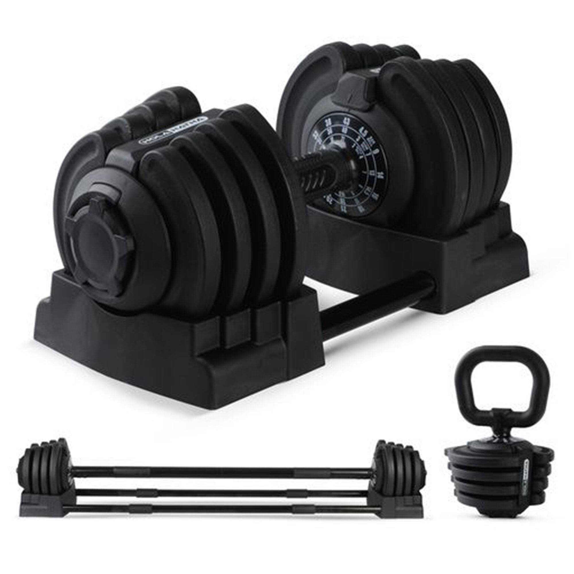 Front. HolaHatha - HolaHatha 3-in-1 Multifunctional Home Gym Workout Dumbbell Set Equipment, Black - Black.