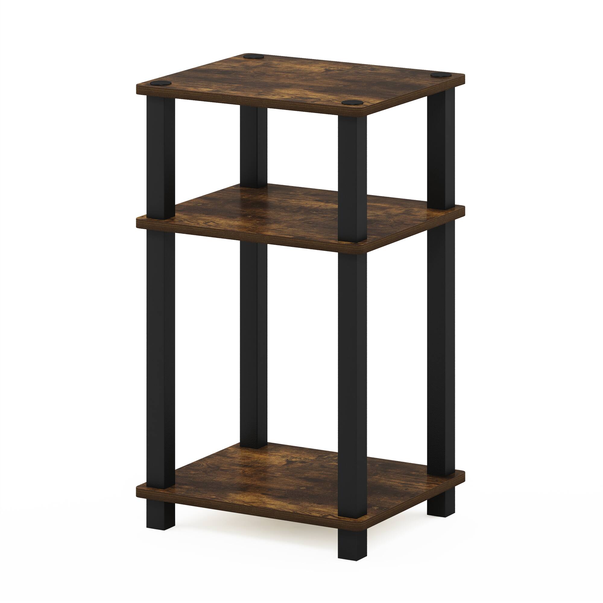 Alt View 4. Furinno - JUST Night Stnad, 3-Tier Nightstand Open Shelf, Toolless Assembly Bedside Table, End Table, Side Table, with Square Tube - Amber Pine/Black.