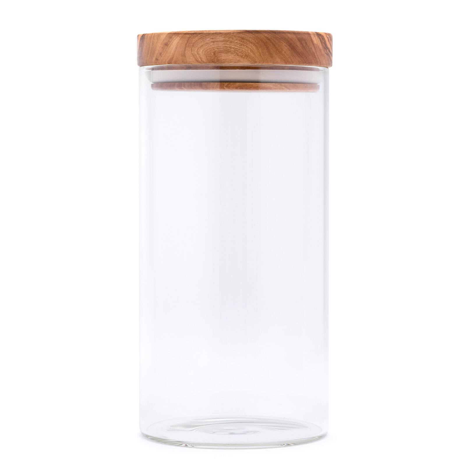 Alt View 1. Berard - Glass Storage Jar With Olive Wood Lid, 30-ounce - Brown.