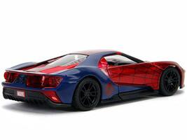 Alt View 1. Jada - 2017 Ford GT "Spider-Man" Theme "Marvel" Series 1/32 Diecast Model Car by Jada - Red, Blue.