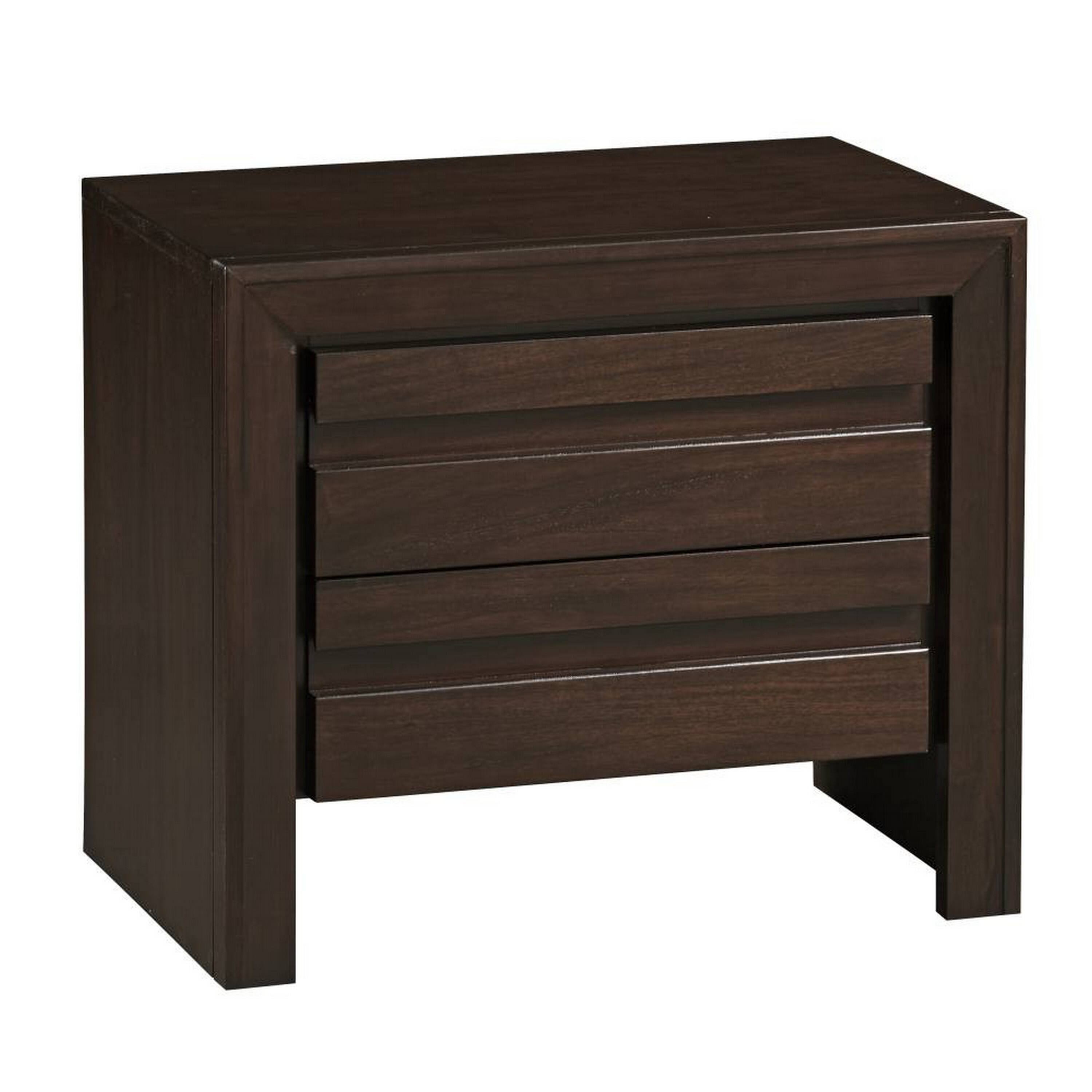 Front. Manhattan Lane - Wooden Nightstand with Two Drawers - Brown.