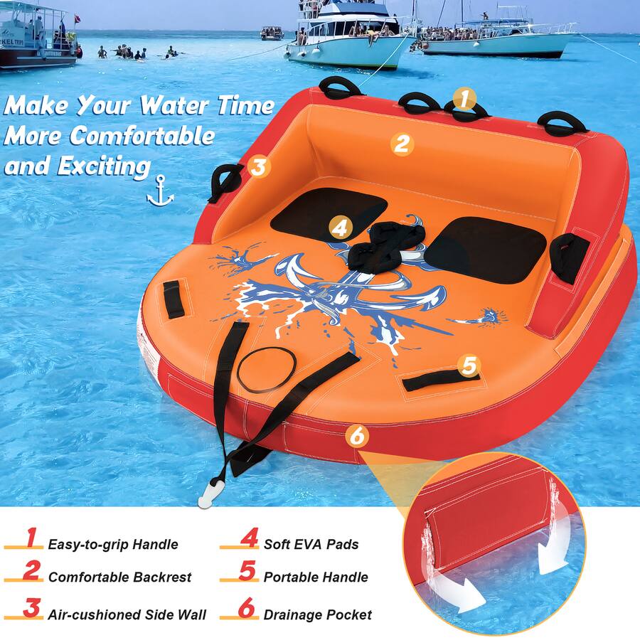 Non Inflatable Boat Gymax 2 Person Inflatable Towable Tubes for Boating Water Tubes for ...