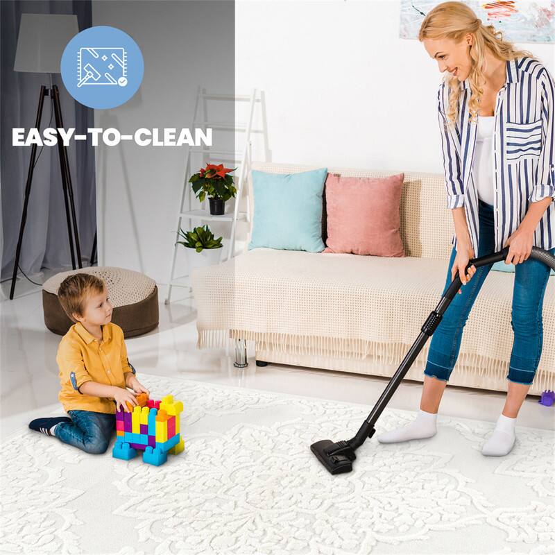 Alt View 1. HTUTWOO - 2'x3' Area Rug - Cream Indoor Carpet, Modern Geometric Pattern, Non Shedding, for Bedroom, Kitchen, Living Room,Doormat - Cream.