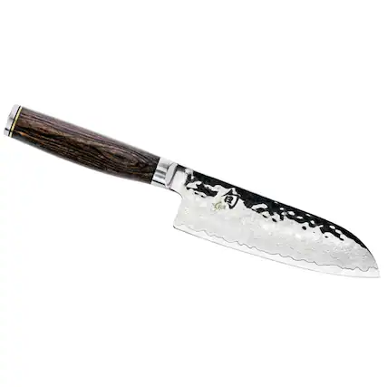 Front. Shun - Premier Santoku Knife, 5.5 Inch - Brown.
