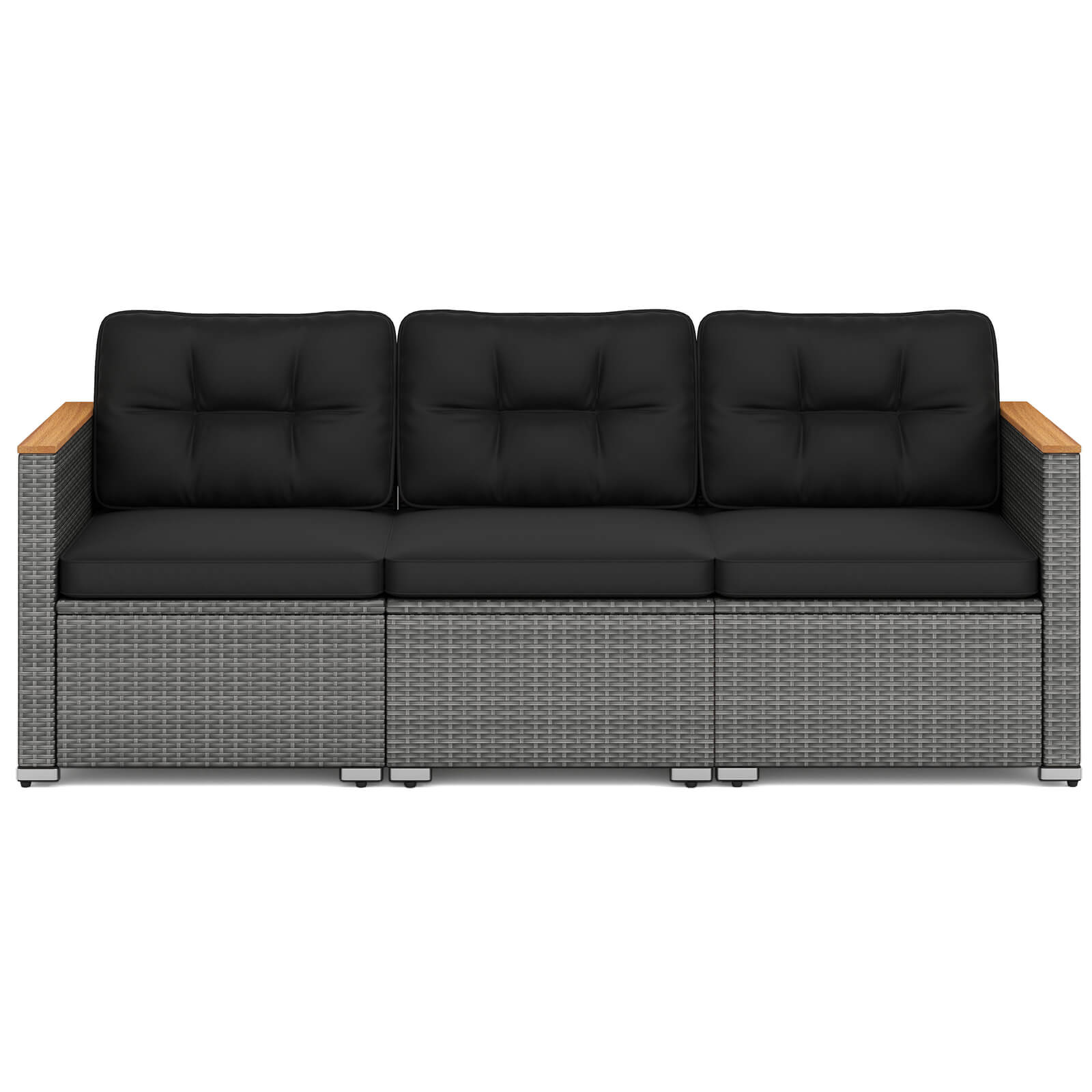 Alt View 3. Costway - Costway 3-Seat Patio PE Rattan Wicker Couch Sofa with Deep Seating and Cushion for Porch - Black.