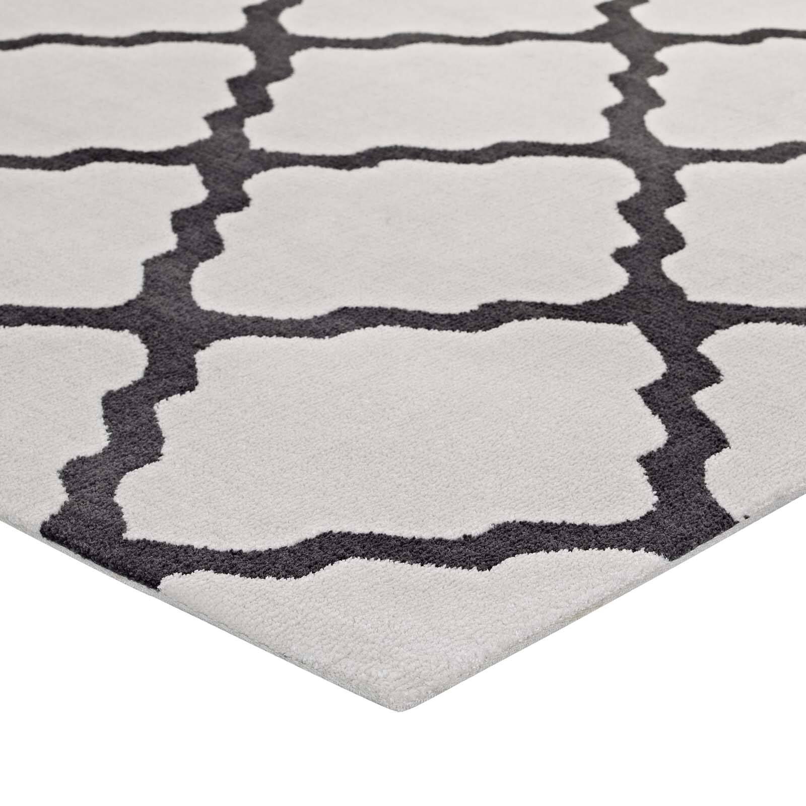 Back. Modway - Marja Moroccan Trellis Area Rug - Ivory and Charcoal.