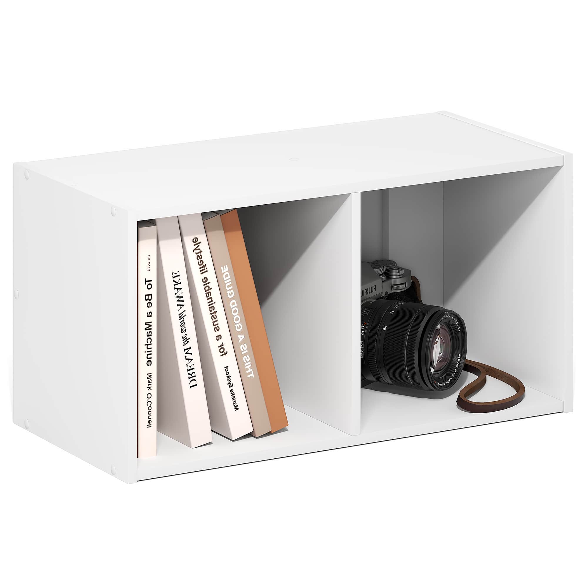 Furinno - FANO 2-Cube Floating Shelves for Wall, Standing Bookshelf, Horizontal or Vertical, for Living Room, Study Room - White