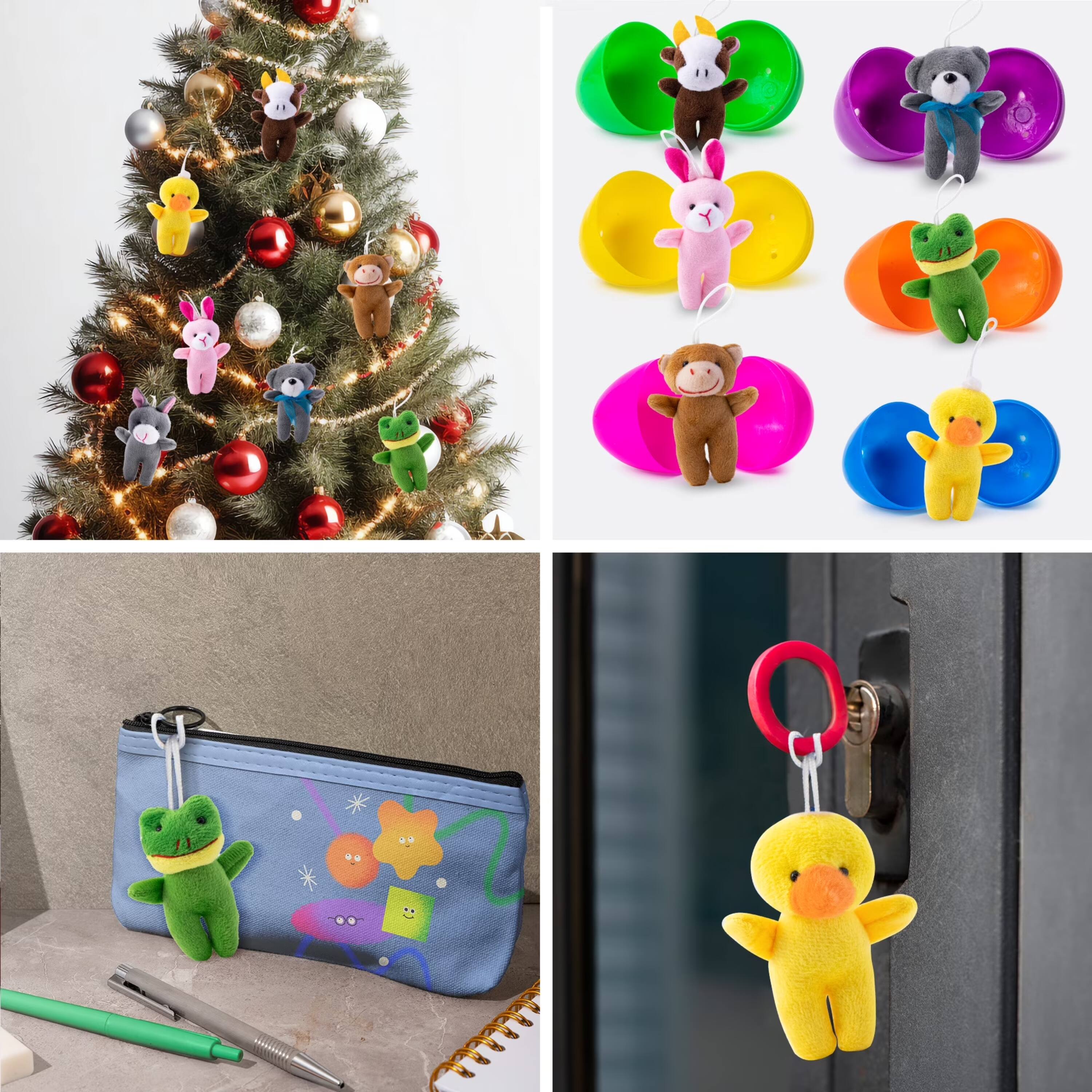 Alt View 3. Joyfy - 24 Pcs Small Stuffed Animals 3" Kids Party Favors Mini Plush Toys Bulk Animals Keychain Decoration for Boys Girls.