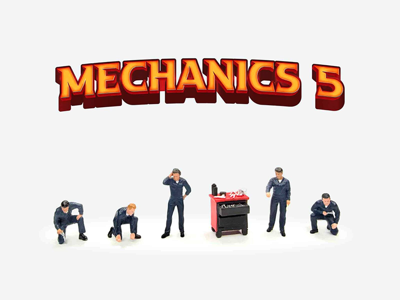 Alt View 2. American Diorama - "Mechanics #5" 6 piece Figure Set (5 Figures, 1 Tool Cabinet) Limited Edition for 1/64 Scale Models by American Diorama.
