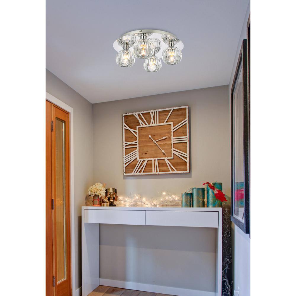 Left. Elegant Lighting - Graham 4 Light Ceiling Lamp in Chrome - Chrome And Clear.