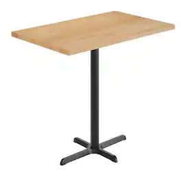 Flash Furniture - Bennett 30" x 48" Solid Wood Commercial Indoor Tabletop with 23.5" x 29.5" Bar Height Rust-Resistant Black Ca - Natural