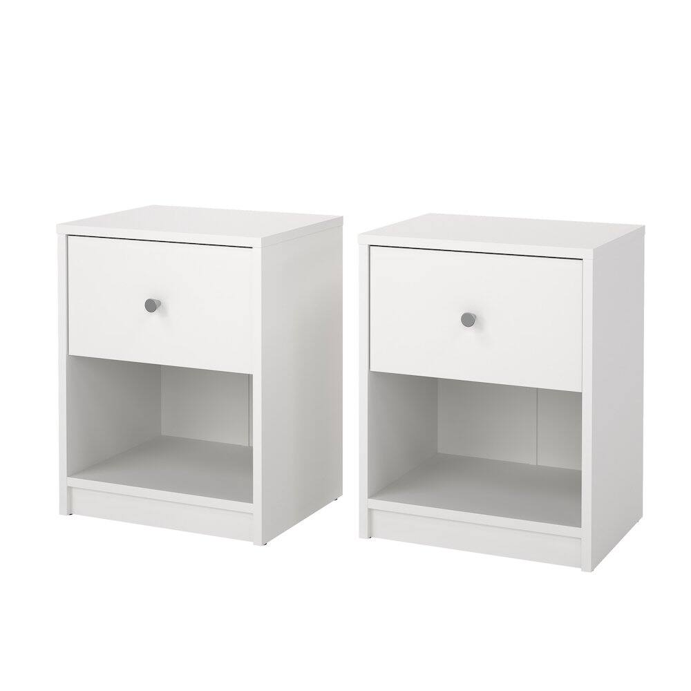 Left. Tvilum - Portland 1 Drawer Nightstand - Set of 2 - White.