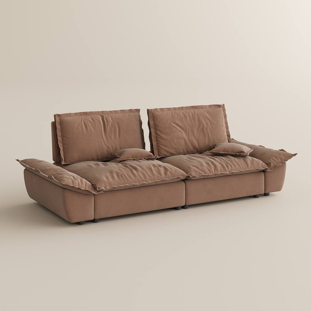 Alt View 8. POVISON - 104.33" Sailboat Deep Sofa Stain Resistant Cozy Couch with Adjustable Backrest - Brown Suede Fabric.