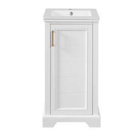 Boyel Living - 16 Inch French Style Bathroom Vanity with Ceramic Sink and Soft Close Door - White