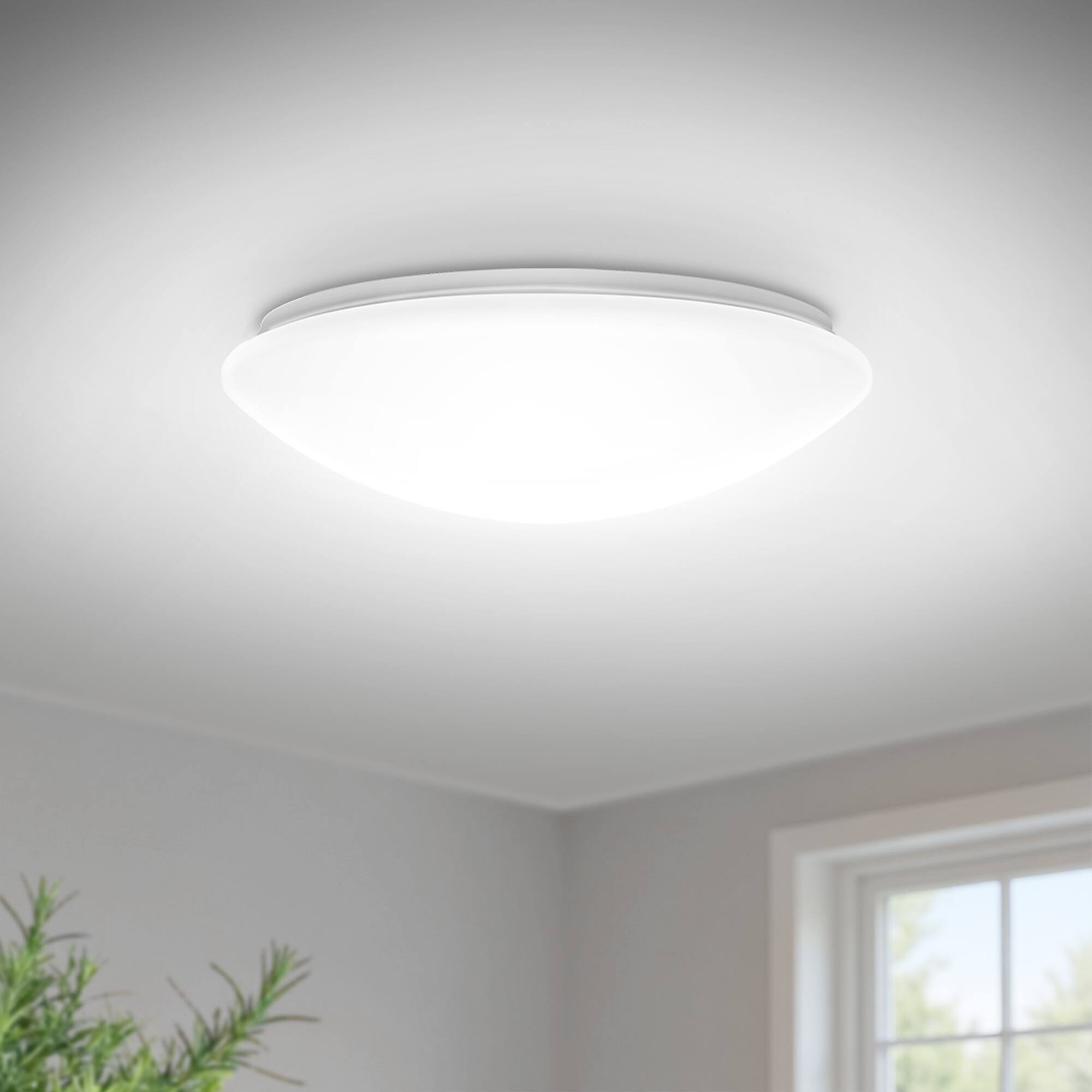 Angle. Jandcase - JANDCASE 21W Integrated LED Flish Mount Ceiling Light, 6000K Daylight White, Mushroom Shade, 13-Inch, for Hallway - White.