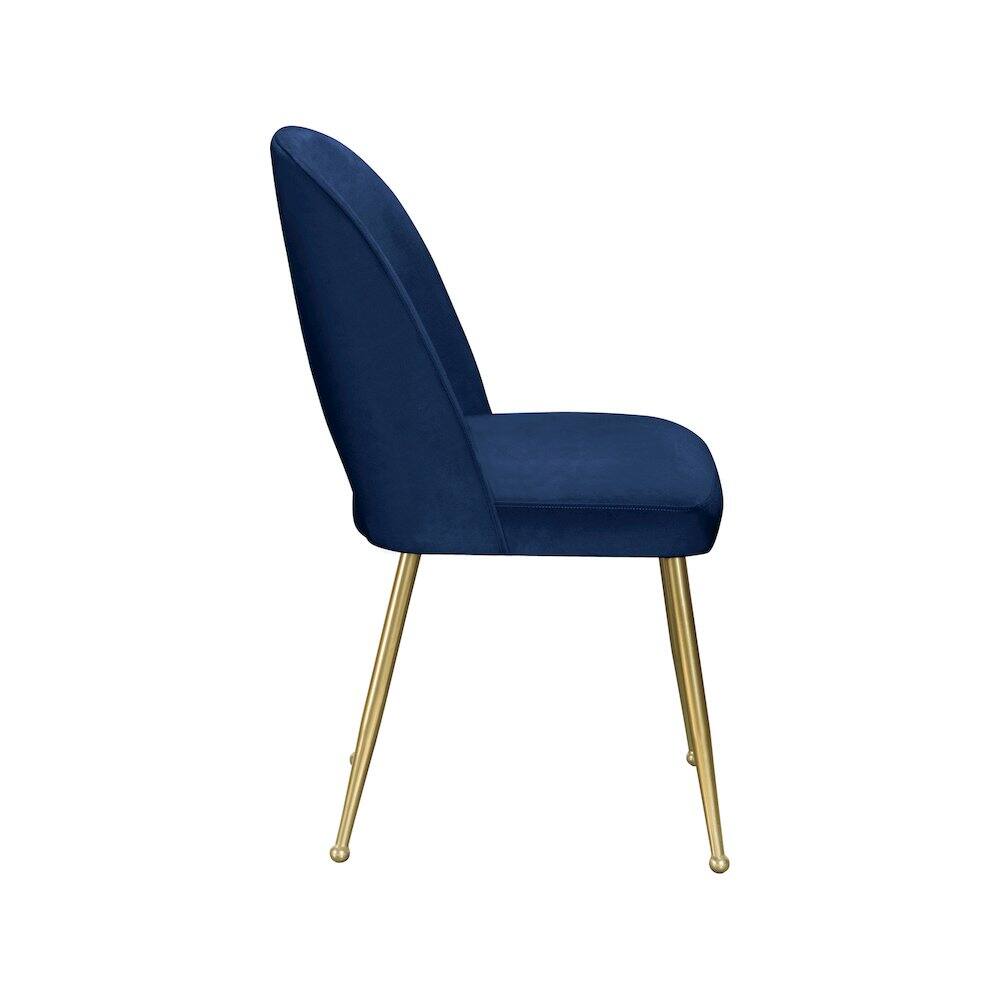 Alt View 4. Meridian Furniture - Logan Navy Velvet Dining Chair, Set of 2 - Blue.