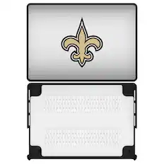 Front. Keyscaper - New Orleans Saints Linen MacBook Case - Pro 14 in - Multicolor.