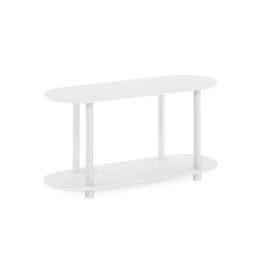 Furinno - Turn-N-Tube No Tools Modern Oval Side Table, White/Virgin White - White/Virgin White