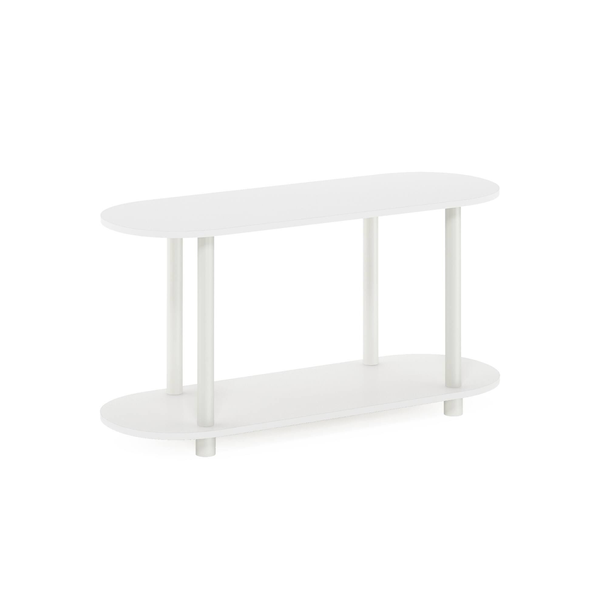 Front. Furinno - Turn-N-Tube No Tools Modern Oval Side Table, White/Virgin White - White/Virgin White.