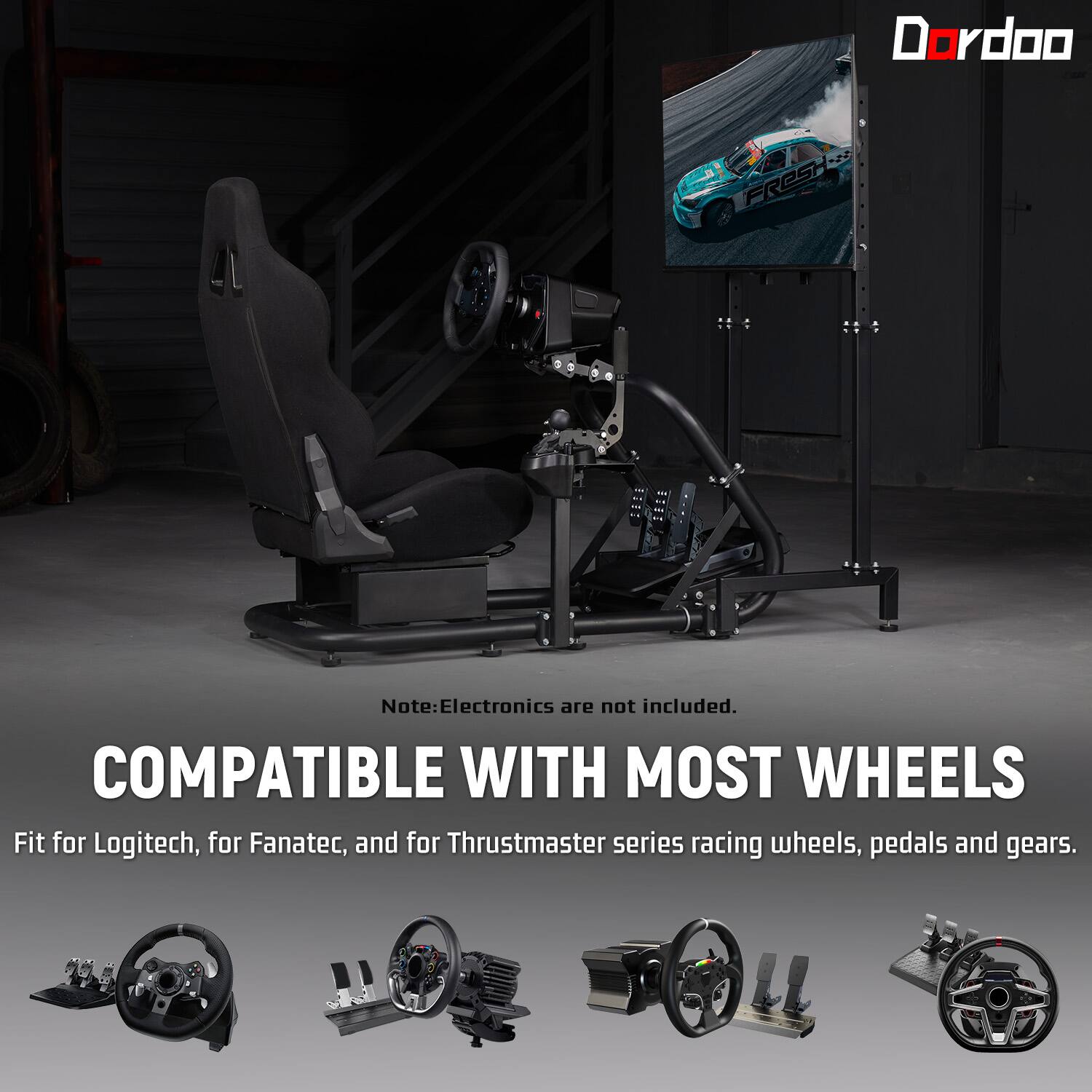 Dardoo Racing Simulator Cockpit with Monitor Stand and Racing Seat,Fits ...
