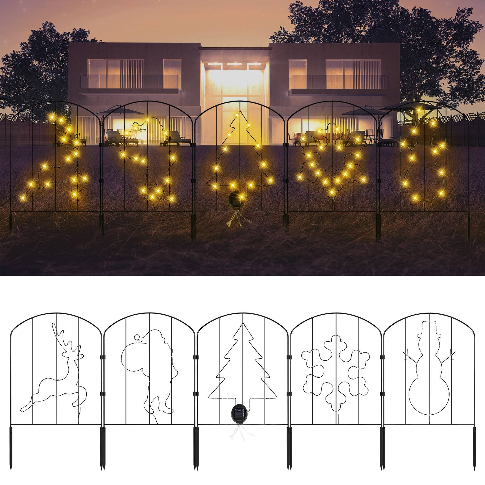 Oumilen 10 Piece Solar Iron Fence Light Set – Decorative Landscape ...