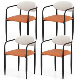 Costway - Upholstered Dining Chairs Set of 4 with Cushioned Backrests & Seats Sturdy - Black,Orange,White