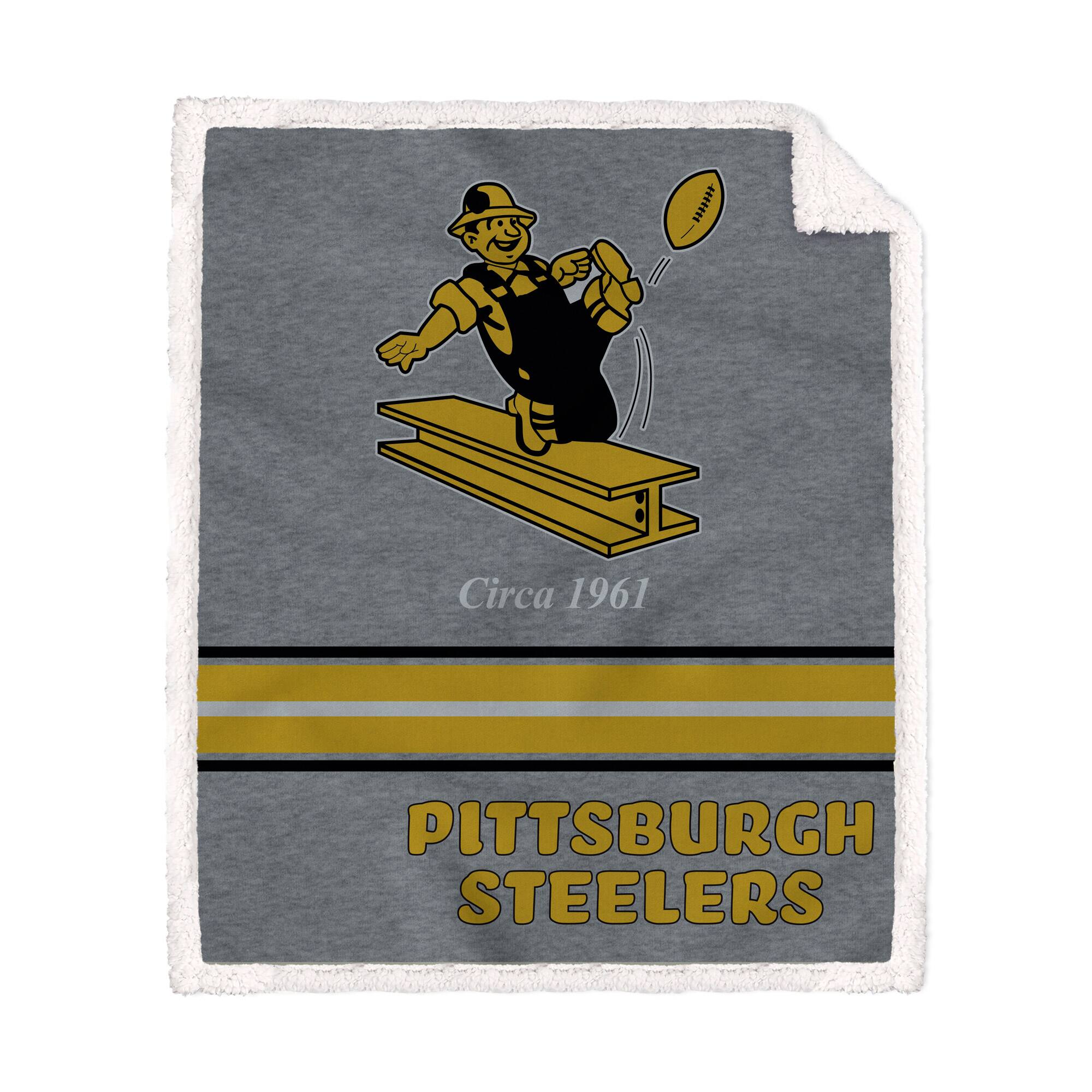 Pegasus - Pittsburgh Steelers 50'' x 60'' Vintage Triple Stripe French Terry Sherpa Blanket - Multicolor