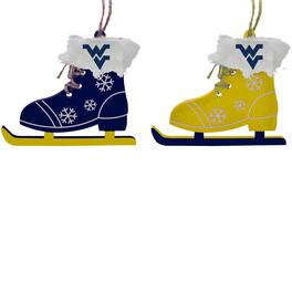 The Memory Company - West Virginia Mountaineers Two-Pack Ice Skate Ornament Set - Multicolor