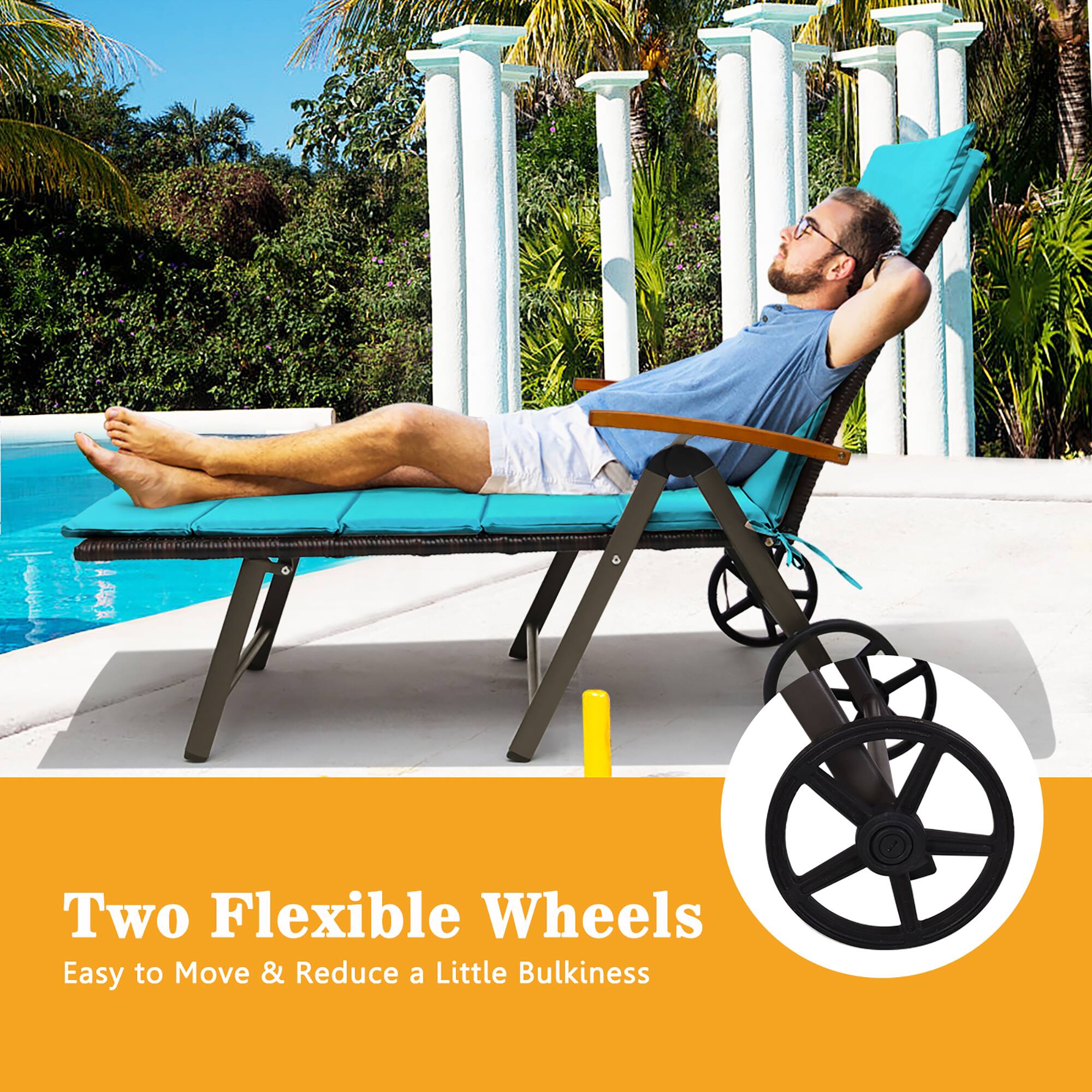 Two Flexible Wheels Easy to Move & Reduce a Little Bulkiness