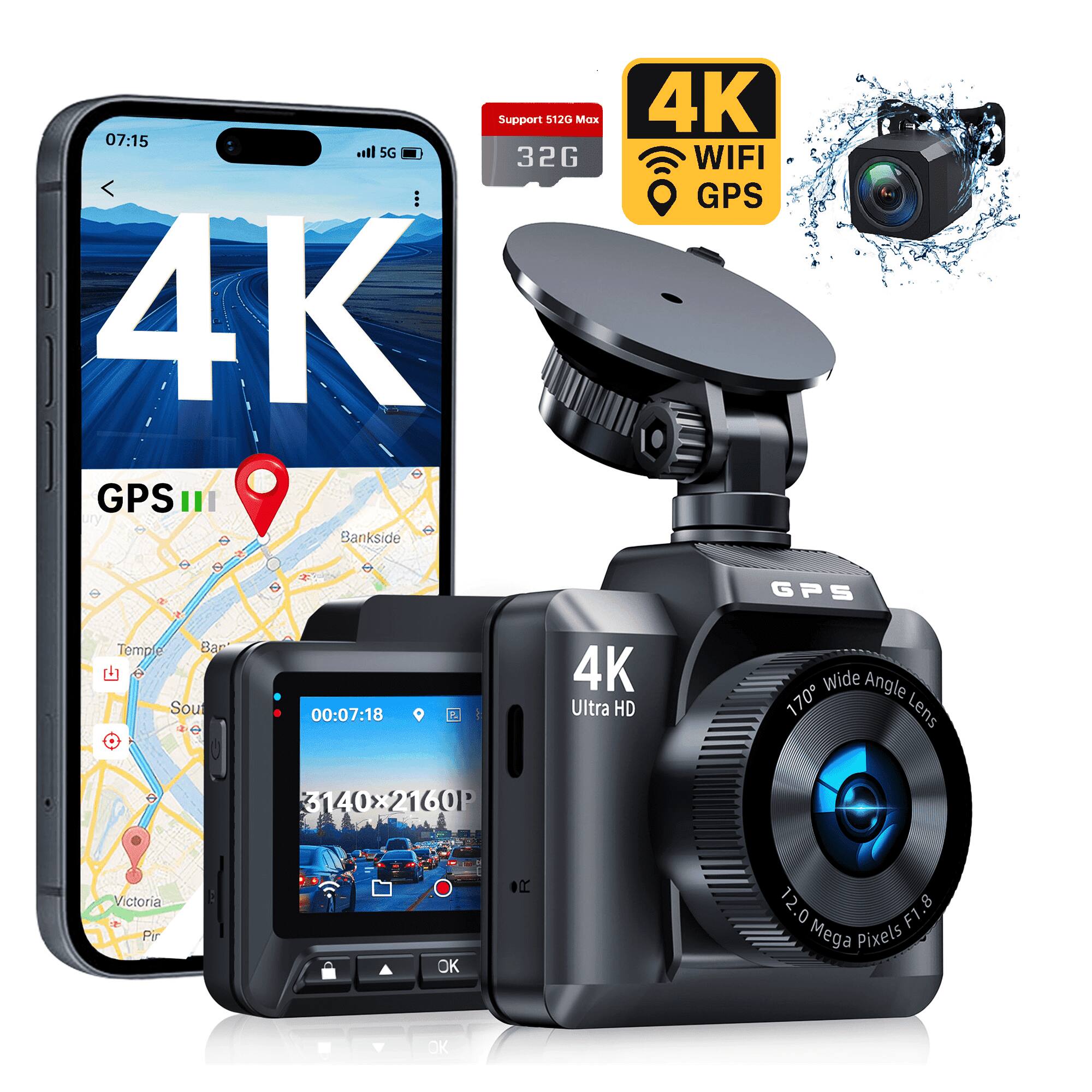 Support 512G Max 07:15 ill 5G 32G 4K GPS III Bankside  
4K WIFI GPS  
4K Ultra HD  
Wide Angle 170 Lens  
3140x2160P  
12.0 Mega Pixels F1.8 F1  
OK