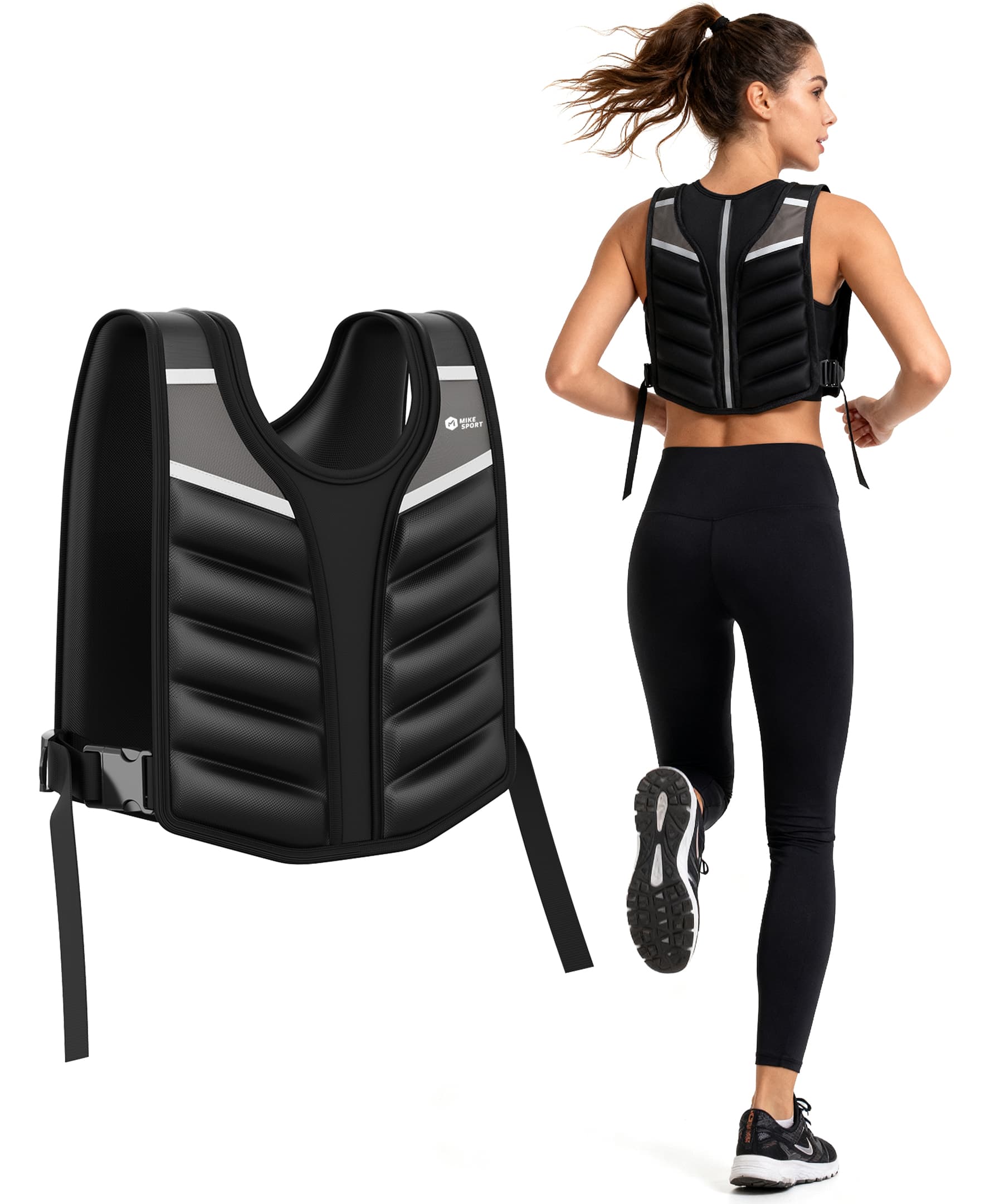 Sugift - 20LB Weighted Vest with Adjustable Buckle for Training, Running, and Fitness - Black