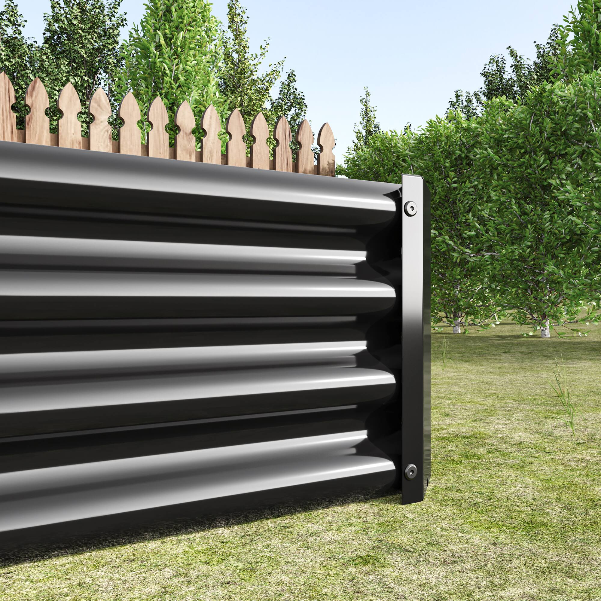 Alt View 4. PAIHOME - Metal Raised Garden Bed, 7.6x3.7x0.98 ft Rectangle Raised Planter for Flowers Plants, Vegetables Herb, Garden Decor - Black.