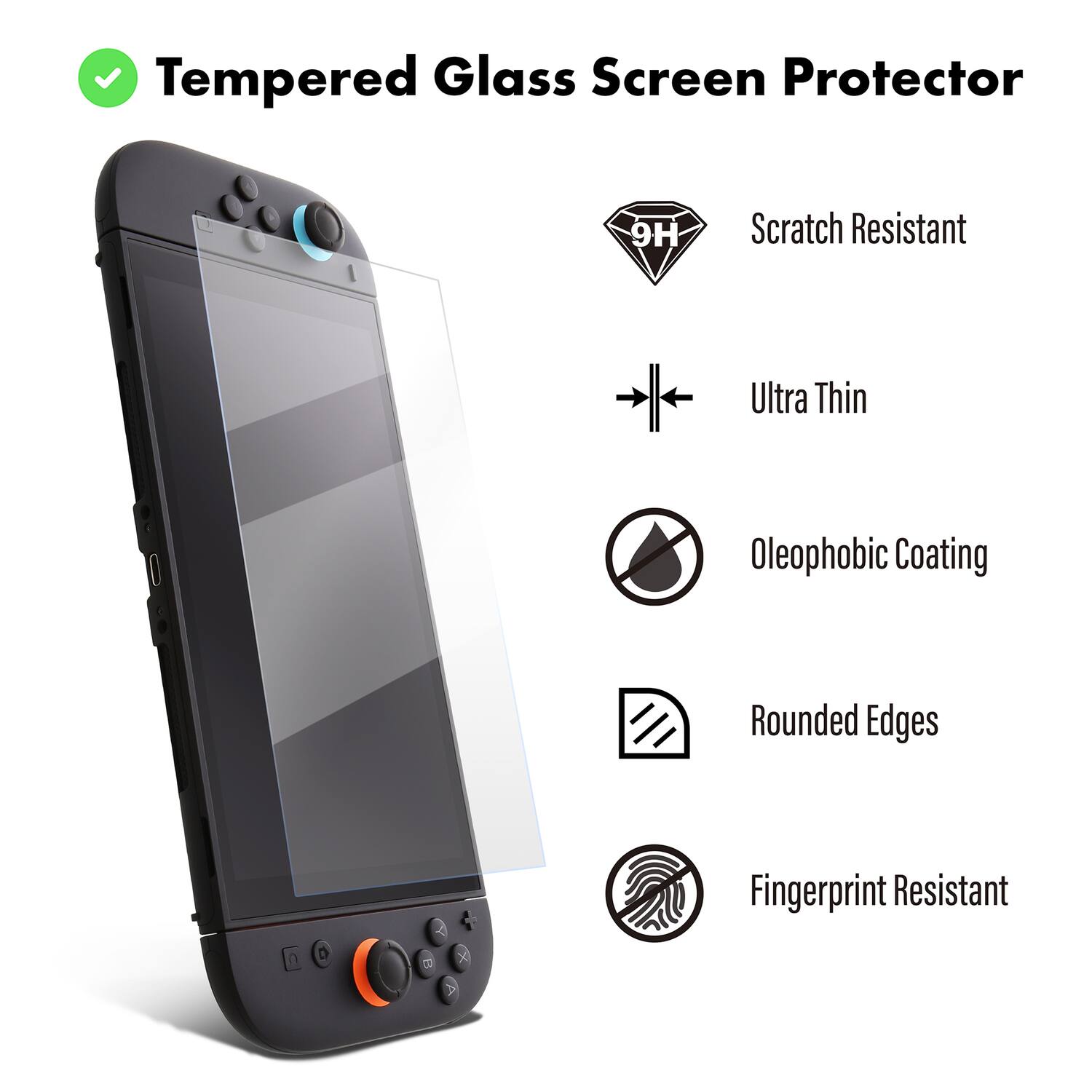 Tempered Glass Screen Protector 9H Scratch Resistant Ultra Thin Oleophobic Coating Rounded Edges Fingerprint Resistant 1 - X