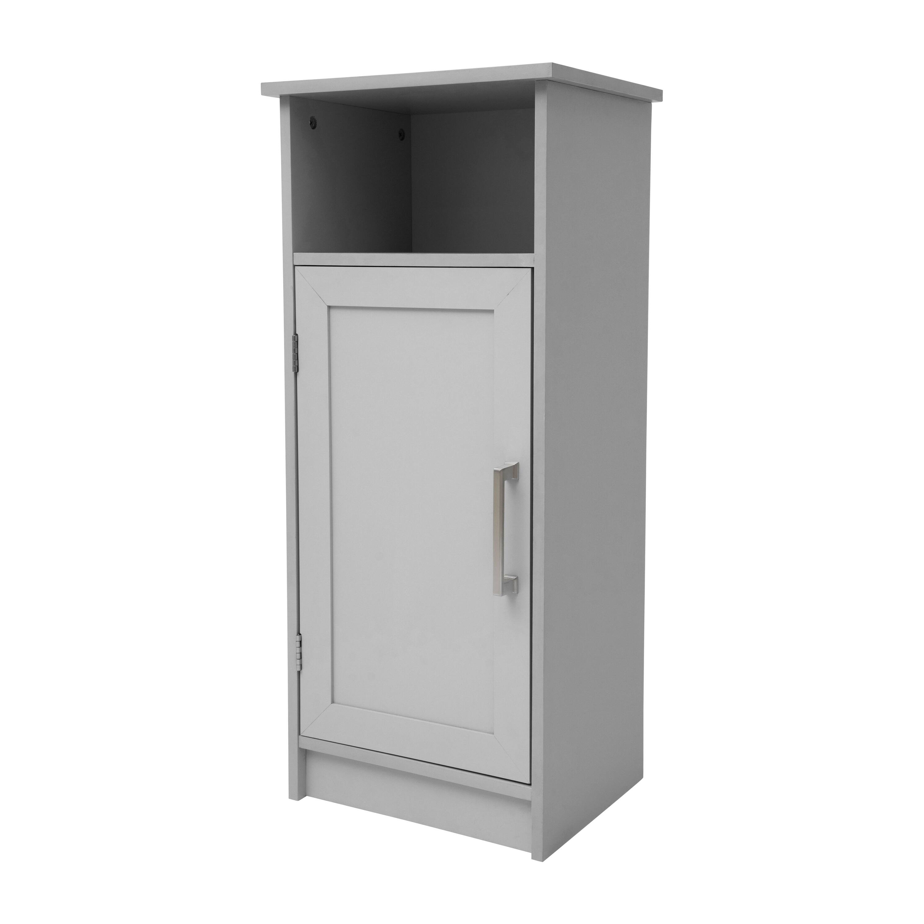 Alt View 1. Emma + Oliver - Vesta Bathroom Storage Cabinet Organizer with Adjustable In-Cabinet Shelf, Magnetic Closure Door, and Upper Open Shelf - Gray.